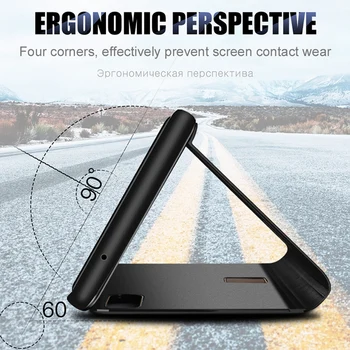 De lux Smart Mirror Caz Magnetic Flip Pentru Samsung Galaxy A12 Caz Pe SamsungA12 12 SM-A125F/DS Telefon Cover Stand de Carte Fundas