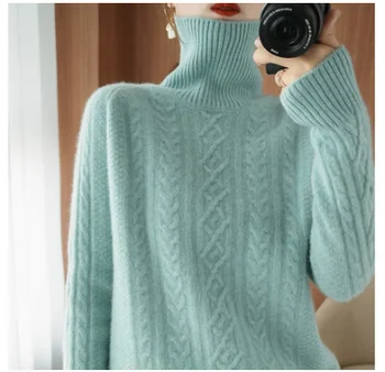 De vânzare la cald 2021 nou toamna femei de moda high-end cașmir pulover guler pulover pulover leneș vânt cald pulover tricot