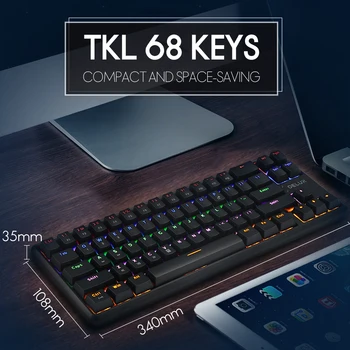 Delux KM32 68 Cheile Modul Dual Tastatură Mecanică Reîncărcabilă 50 Mllion Maro Comuta Tastaturi Ergonomice Compact și economie de Spațiu