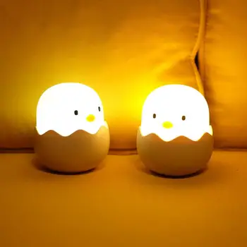 Desene animate Coajă de Ou de Pui LED Lumina de Noapte cu Senzor Tactil USB Silicon Pahar Lampă Noptieră pentru copii Copii Copii