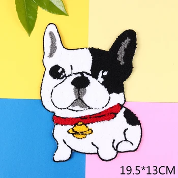 Desene animate cu Animale Mari animale de Companie Patch-uri de Câine Bulldog Prosop Brodat Coase Pe Patch-uri Pentru Haine Insigna DIY Aplicatiile Pentru T-shirt Autocolante