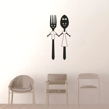 Desene Animate Drăguț De Mese, Tacâmuri Iubitor Lingura Furculita Model De Autocolante De Perete Pentru Bucatarie Restaurant Casa Decal