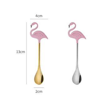 Din Oțel Inoxidabil Creative Flamingo Coffee Scoop Tacamuri Inghetata Lingurite Lingură De Băut Instrumente Consumabile Partid