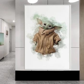 Disney Star Wars Acuarelă Poster De Film Tablouri Canvas Wall Street Art Mandalorian Poza Trăiesc Camera Pentru Copii Decor Acasă Cuadro