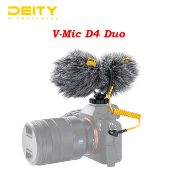 Divinitatea V-Microfon D4 Duo Dual Cap Capsula de Microfon cu Zgomot Redus Dual Cardioid Microfon TRS 3.5 MM pentru Studio Video DSLR aparat de Fotografiat Smartphone