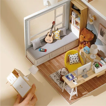 DIY Hut Camera de Studiu Jucării Kit Printesa Casă de Păpuși Lucrate Manual Asamblare Mobilier Model 3D din Lemn in Miniatura Păpuși Jucării