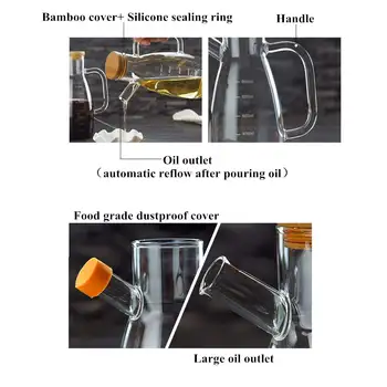 Dozator Sticla de Sos de Sticlă Sticle de Stocare pentru Ulei și Oțet Instrument de Măsurare 650ml Instrumente de Bucătărie pentru Gătit Condimente Sticla