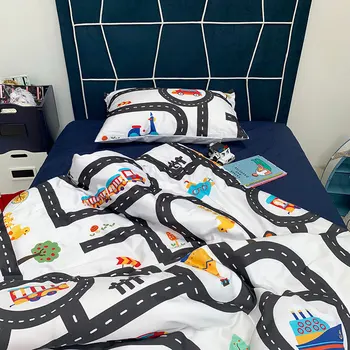 Drăguț City Track Clasic Seturi de lenjerie de Pat Pilota/Plapuma Acoperă cu o față de pernă Copil Acasă Decor Dormitor pentru Copii Ziua de nastere Cadou de Anul Nou