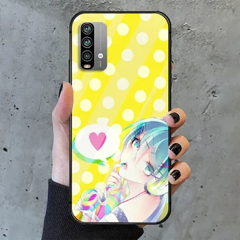 Drăguț Miku Anime Telefon Sticlă Călită Caz Acoperire Pentru Xiaomi Redmi notă k 7 8 9 10 30 40 O C T S Pro 4G 5G Ultra Mobil Destul de Negru