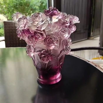 Easten De Lux De Culoare Geamuri Vaza Figurine Decor Acasă Living Rafinat Cristal Flori De Artă Birou Ornamente Meserii