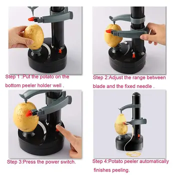 Electric Spirală Apple Peeler Cutter Feliator de Fructe Cartofi Peeling Automata cu Baterii Masina cu Incarcator UE Plug
