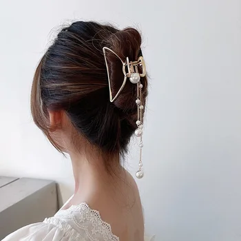 Elegant Franjuri de Gheare de Păr Clipuri pentru Femei Păr Perla Cleme de Par Ac de păr Crab Fete coreene Modă Accesorii de Par Frizură