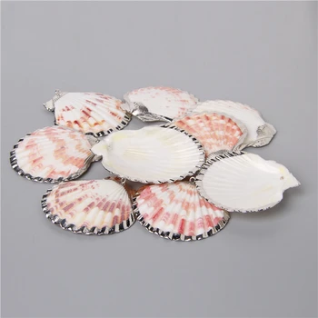 En-gros 10buc Moda Placare Neregulate de Culoare Argintie Formă de Evantai Naturale Shell Pandantive Farmec Diy Femei Colier Cercei Bijuterii