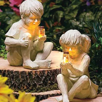 Energia Solară Lumina Licuricilor Băieți Fete Statuie Frumoasă Grădină În Aer Liber De Decorare Pentru Copii Sculptura Rezistent La Apa Masina De Lampa Ornamente Drăguț