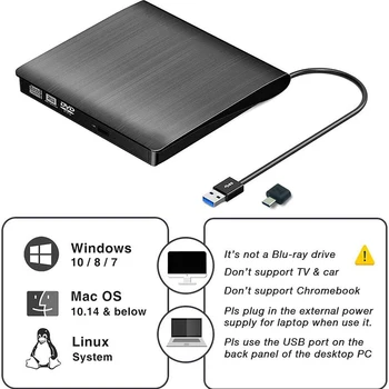 Extern, CD, DVD, USB C Scriitor de Tip C USB 3.0 CD-uri DVD-RAM Arzător Combo de Mare Viteză Re-Writer Pentru Laptop Notebook PC-ul Desktop