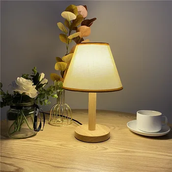 Fabrica de vânzări directe, Clasice lemn Rotund E27 bază pânză Plisată abajur decorativ de masă lamp2020 lampa de birou lumina de noapte