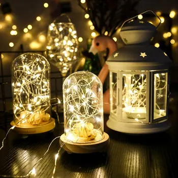 Fairy Lumina Sârmă de Cupru Șir LED Lumina Ramadan Decor Coroană de Crăciun de Interior Dormitor Familia Nunta Ziua Îndrăgostiților Decor