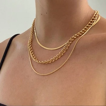 FAMSHIN Moda Multi-strat Șarpe Lanț Colier Pentru Femei Vintage Monedă de Aur Perla Cravată Colier de Pulover Partid Cadouri Bijuterii