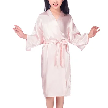 Fata De Ziua Halat Halat De Baie Copii Haine Copii Fete De Mătase Satin Kimono Robe Halat De Baie Pijamale