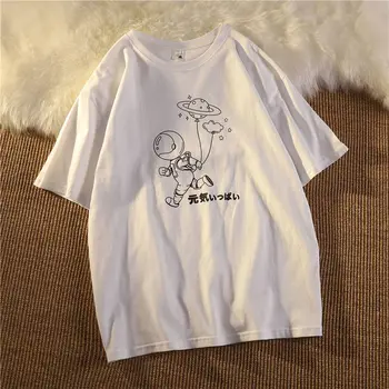 Femei cu Maneci Scurte T-shirt Proaspăt Dulce Desene animate O-gât Vara Scrisoare de Imprimare Stil coreean grupa de Studenți la Design All-meci Moda Topuri