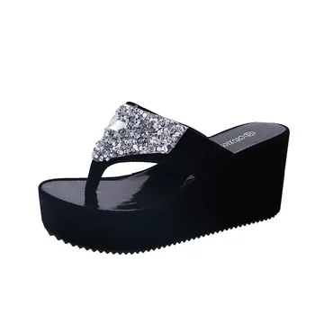 Femei Pană Sliper Vara Pantofi pentru Femei Stras Femei Flip Flops Prins Platforma Pantofi de Designer Școlăriță Papuci de Plaja