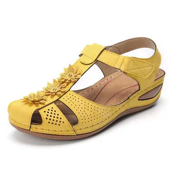 Femei Sandale Gladiator Roman Femei Pantofi De Flori Sandale Casual În Vrac Non-Slip Retro Doamnelor De Cusut De Agrement Încălțăminte Plus Dimensiune