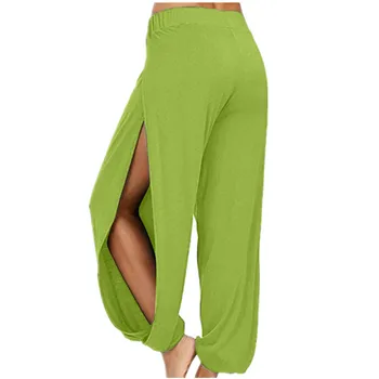 Femei Solide Side Split Mare Întindere Exercițiu de Funcționare Agrement Pantaloni Fitness Sport Harem Pantaloni Talie Elastic Pantaloni