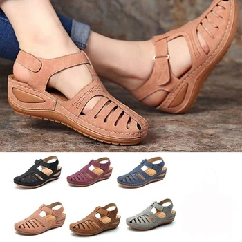Femeia Vara Vintage, Sandale Pană Catarama Casual De Cusut Femei Pantofi Pentru Femeie Doamnelor Platformă Retro Sandalias Plus Dimensiune