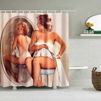 Femeie Sexy Perdea de Duș Poliester Impermeabil Singur Imprimare Perdea de Duș pentru Baie Decor cu 12 Carlige cortină de bano