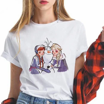 Femeie Tricouri Frozen II PĂSTREZE CALMUL ȘI lăsați-L SĂ MEARGĂ de Imprimare Liber Casual cu Maneci Scurte T-shirt Streetwear Topuri de Moda Harajuku Tees