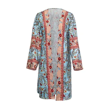 Femeile Kimono Casual Vintage Doamnelor 2021 Timp Croseta Sifon Kimono Preto Liber Flora Bluza Imprimate Topuri