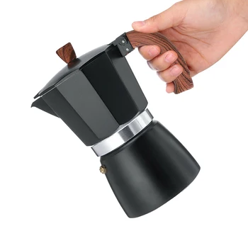 Filtru de cafea din Aluminiu Mocha, Espresso Filtru Vas de Lemn Mâner Filtru de Cafea Moka pot 1 cana/3 ceasca/6 cupa Plită Filtru de Cafea