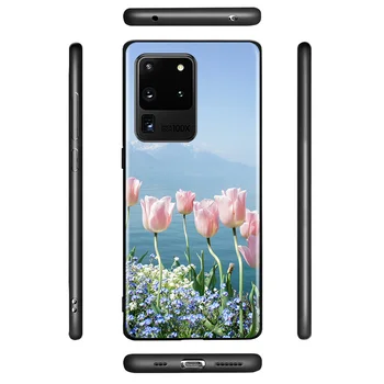 Floare de lalea Black Cover Pentru Samsung S20 Plus A91 A81 A71 A51 A41 A21 A31 A21S A11 A01 Ultra 5G Caz de Telefon