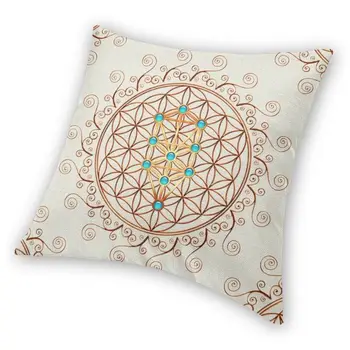 Floarea Vieții față de Pernă Canapea Acasă Decorative Sephiroth Geometria Sacră Mandala Pătrat Arunca Perna 40x40