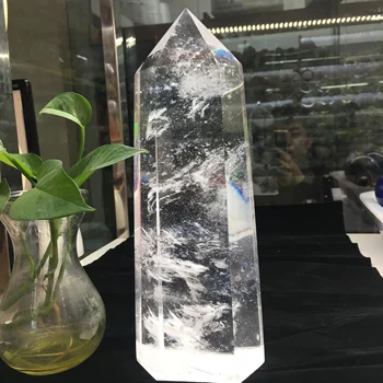 Frumos de înaltă temperatură alb topită de cristal topit piatra de cristal coloana obelisc cuarț punct eșantion de vindecare reiki decor