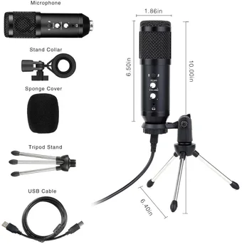 GAM-U04 Profesionale calculator usb microfon condensator de studio Monitor în timp Real Căști cu microfon stand