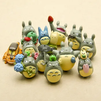 Ghibli Anime TOTORO 12 Figura de Stil Ornamente Birou Miyazaki Hayao Model Zână Grădină de Mușchi Miniaturi Ambarcațiunile de Accesorii pentru Decor