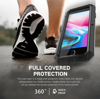Grele 360 Corp Plin Doom Armura de Metal rezistent la apă de Caz Pentru iPhone 12 11 Pro Max XR 6 6S 7 8Plus 5S SE XS MAX rezistenta la Socuri Acoperirea