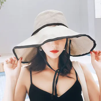 Găleată pălărie de vară Japoneză Capac de bumbac coreean anti-ultraviolete umbrire pălărie de Moda cupola mare streașină umbrire Femei pălărie găleată