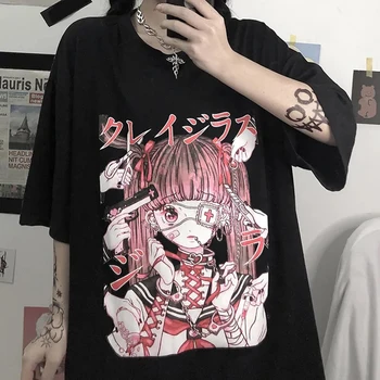 Haine De Fata Topuri Gotic Haine Largi Harajuku Tricouri Femme De Vară 2021 Imprimare Anime Tricou Haine Streetwear Femeie În Halat