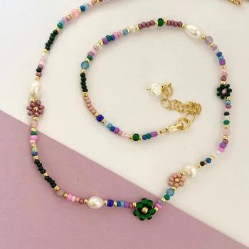 Handmade Perle Naturale Se Amestecă Și Se Potrivesc Cu Margele Colorate Buchețelele Doamnelor Scurt Colier Moda Bijuterii Accesorii Cadouri Deosebite