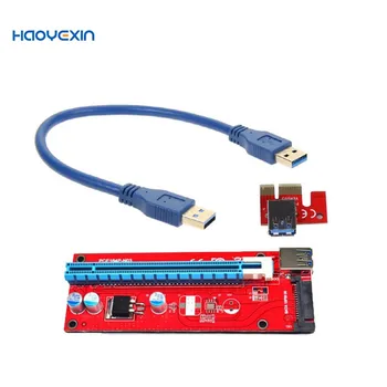 Haoyexin HYX-007S PCI Express Riser Card 1x la 16x Cablu USB 3.0 Adaptor SATA la pcie riser pentru Bitcoin Minerit en-Gros