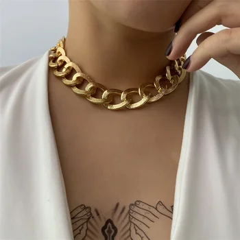 Hip hop Bordură Cubanez Gros Lanț Colier pentru Femei 2020 Collares cu Gheata de Aur Mare Indesata Cravată Colier Steampunk Bijuterii