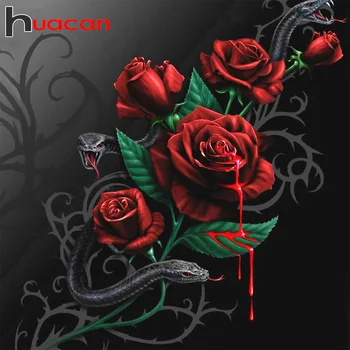 Huacan Diamant Pictura Flori Rose Cross Stitch 5D Diy Diamant Broderie Mozaic Șarpe Decor Pentru Casa