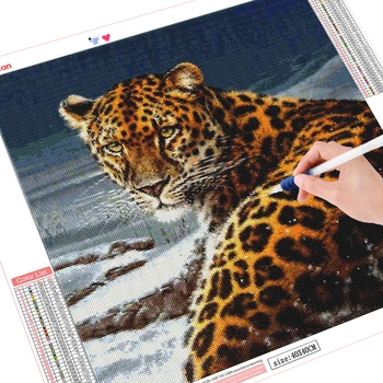 HUACAN DIY Diamant Pictura Leopard 5D Diamant Broderie Cusatura Cruce Animal Mozaic de Iarnă Manual de Arta de Perete Decor Pentru Casa