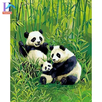 Huaning Cadru Panda Diy Tablou De Numere De Arta De Perete Panza Pictura Acrilic Vopsea De Numere Animale Kit Pentru Decorarea Acasă