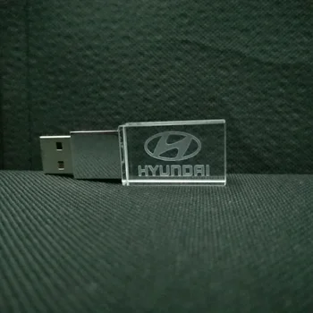 Hyundai moderne de cristal + metal unitate flash USB pendrive Personalizate Logo-ul de 4GB 8GB 16GB 32GB 64GB 128GB Stocare Extern, stick de memorie