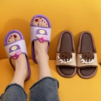 Inghetata Desene animate Acasa Papuci de Femei Papuci de Moda coreeană Iubitorii de Acasa Moale cu Talpi de Papuci Om bărbați pantofi