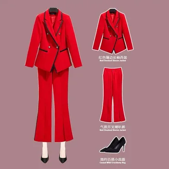 Jacheta pentru Femei Stil coreean 2020 Primăvara și Toamna Noua Moda Margina Neagra Temperament Profesionale Adaptate Costum de haine de Lucru