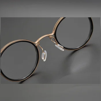 Japoneze Hand-Made Rotund Ochelari de vedere Optic Rama de Ochelari pentru Bărbați Titan Acetat de baza de Prescriptie medicala Femei Retro Ochelari de Miopie
